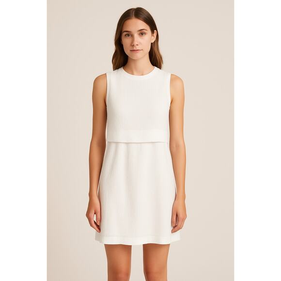 Helmut Lang White Tiered Gauze Sheath Dress Sz 0 Bridal Quiet Luxury Minimalist - Picture 1 of 6
